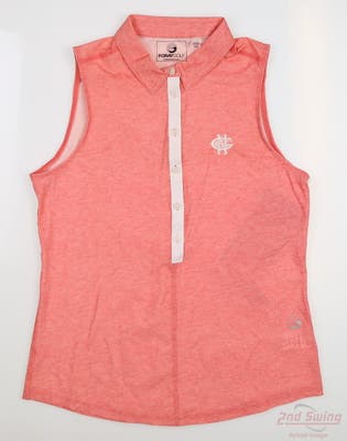 New W/ Logo Womens Foray Golf Core Marl Sleeveless Polo X-Small XS Pink MSRP $100