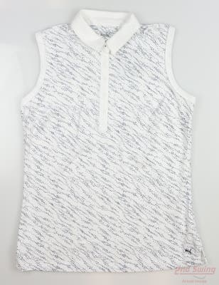 New Womens Puma Cloudspun Whitewater Sleeveless Polo Small S White MSRP $70