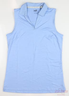 New Womens Puma Cloudspun Coast Sleeveless Polo Small S Blue MSRP $70