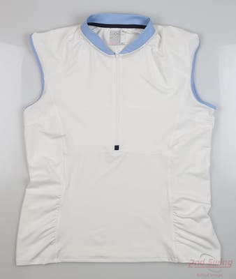 New Womens Lucky In Love Golf Sleeveless Polo Large L White MSRP $86